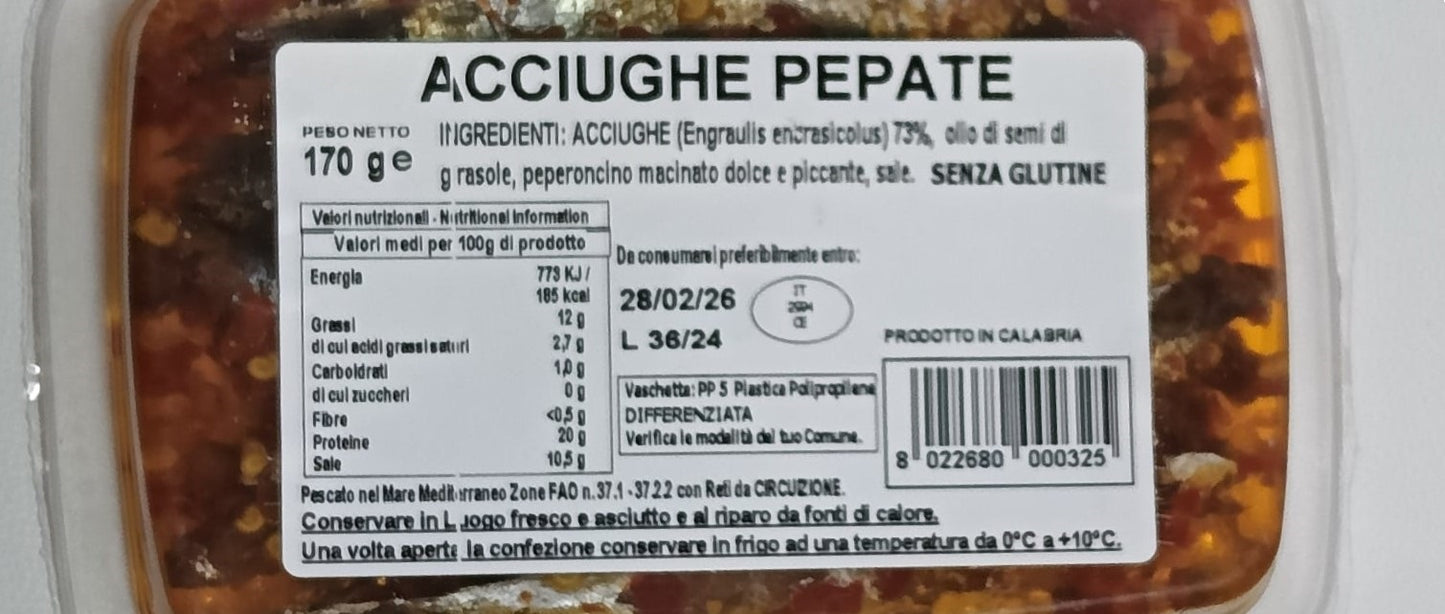 ACCIUGHE PEPATE SOTT'OLIO 170 Gr