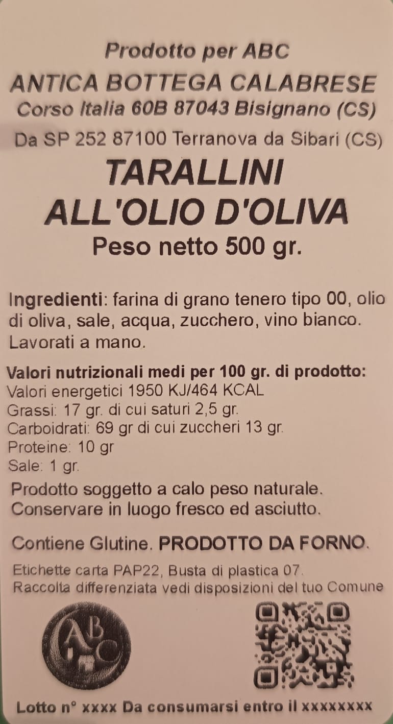 TARALLINI CALABRESI ALL'OLIO D'OLIVA