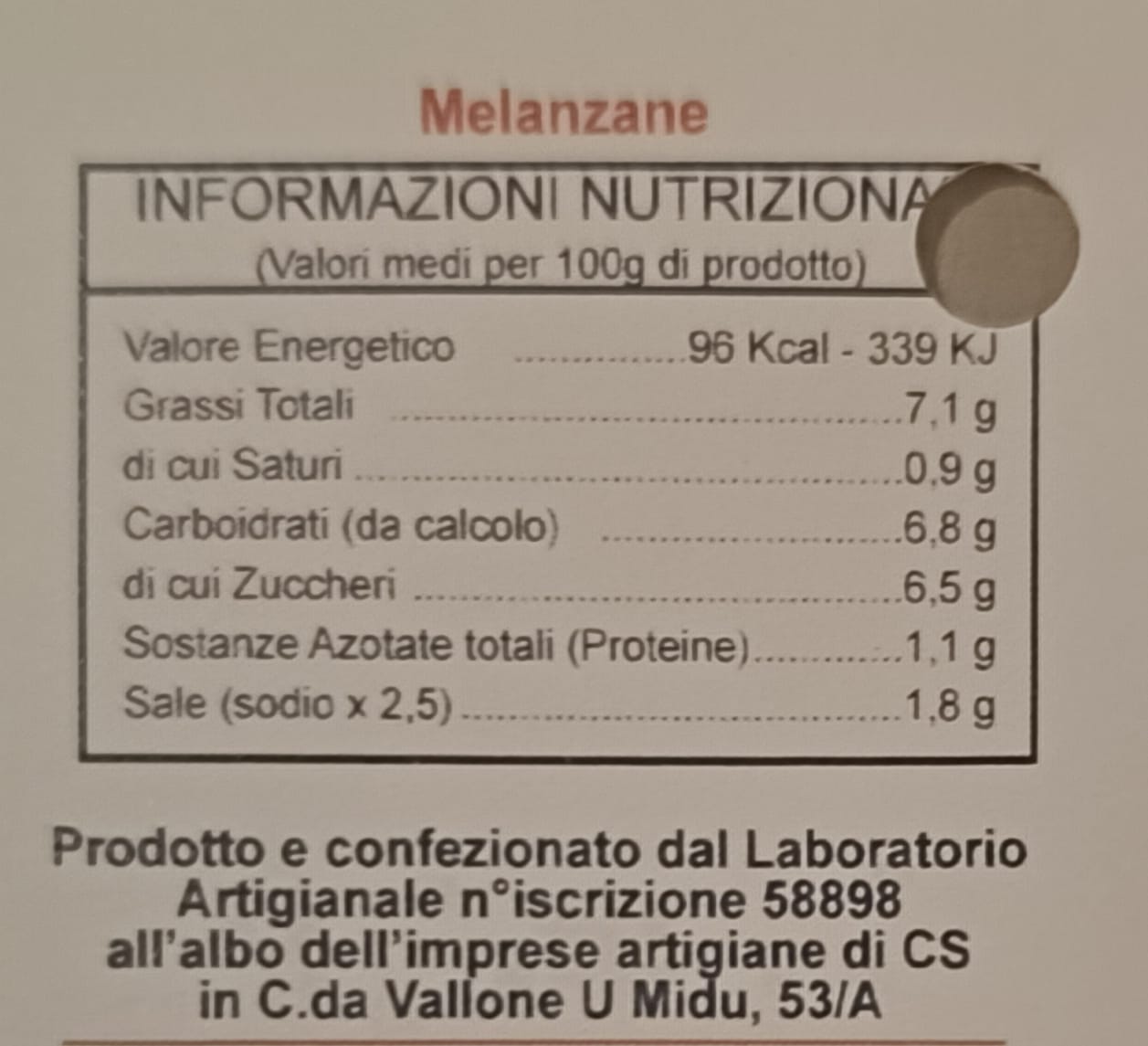 MELANZANE SOTT'OLIO 290 GR o 2,900 KG
