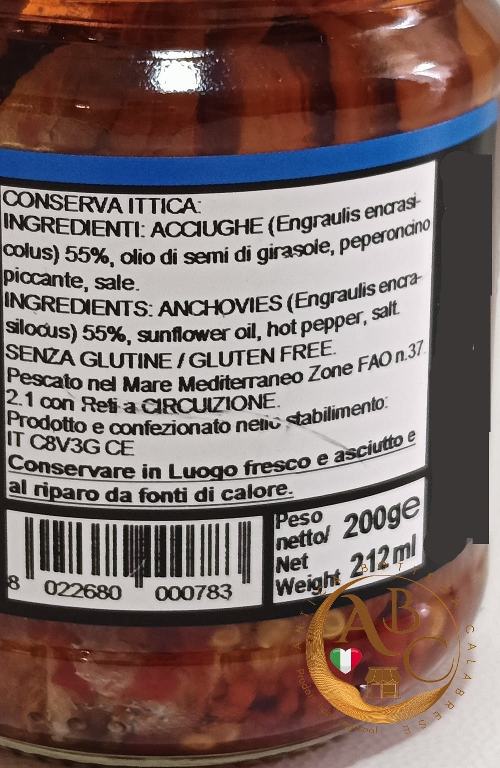 FILETTI DI ACCIUGHE PICCANTI 200 gr. vasetto vetro