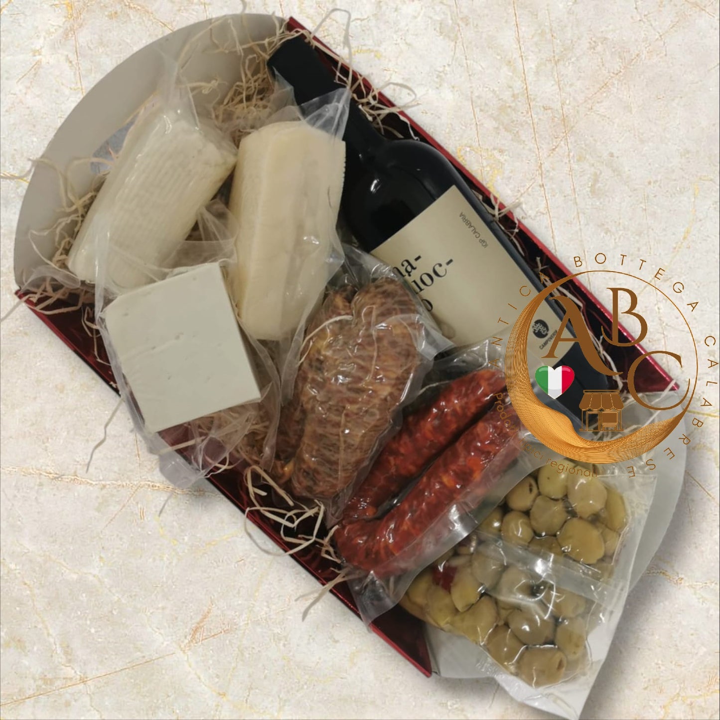 CESTA BOX SALUMI E FORMAGGI ALLA CALABRESE (con Magliocco Campoverde).