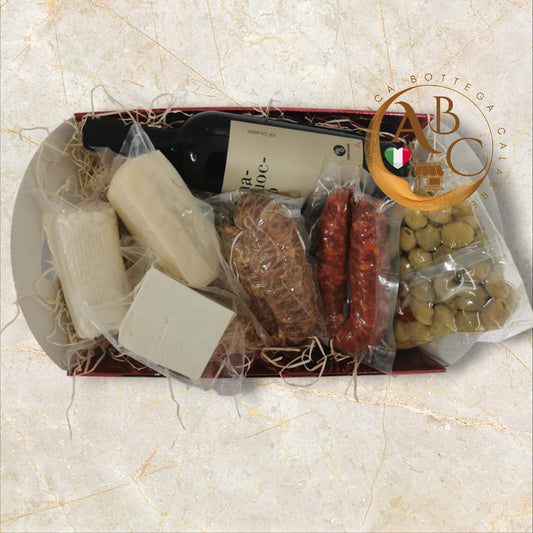 CESTA BOX SALUMI E FORMAGGI ALLA CALABRESE (con Magliocco Campoverde).